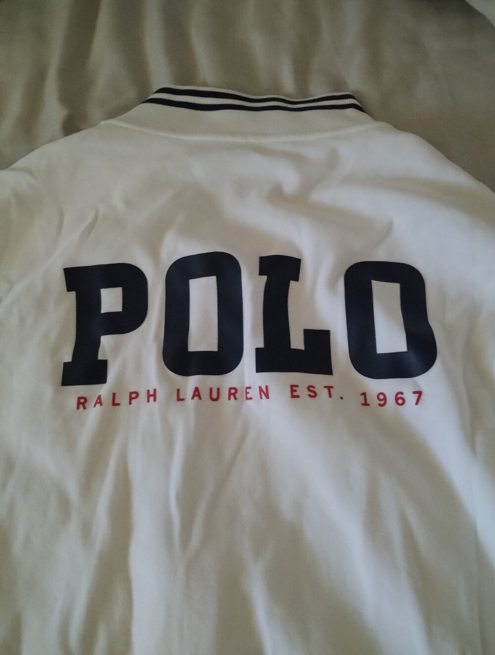Polo by Ralph Lauren White Track Jacket with Navy Trim